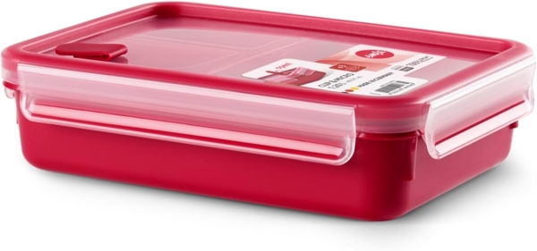 Emsa Mikrowellendose Clip und Micro 1,2l, Mikrowellengeschirr mit Deckel und Einsätzen, hygienisch, Frischhaltedose to Go, leichtes Öffnen, Kunststoff, Made in Germany, rot, 517775 Bild 6