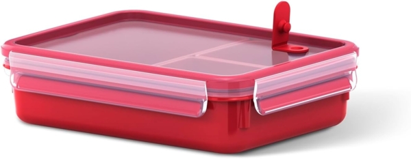Emsa Mikrowellendose Clip und Micro 1,2l, Mikrowellengeschirr mit Deckel und Einsätzen, hygienisch, Frischhaltedose to Go, leichtes Öffnen, Kunststoff, Made in Germany, rot, 517775 Bild 4