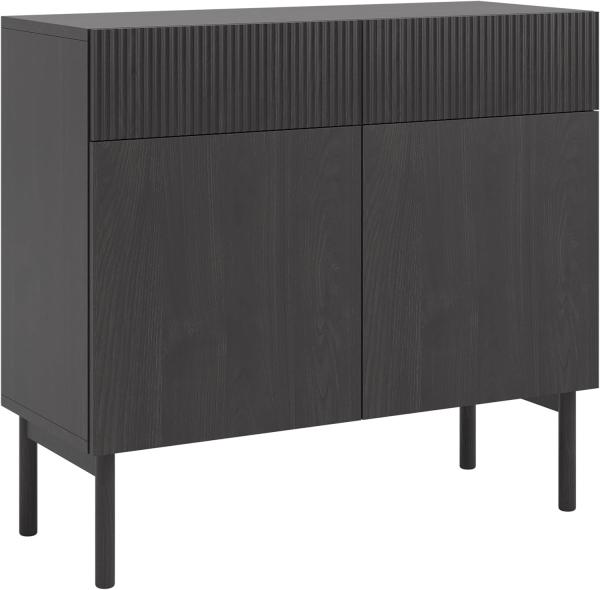 Selsey Nolie - Sideboard 2-türig mit 2 Schubladen, Holzoptik Esche Schwarz, 100 cm