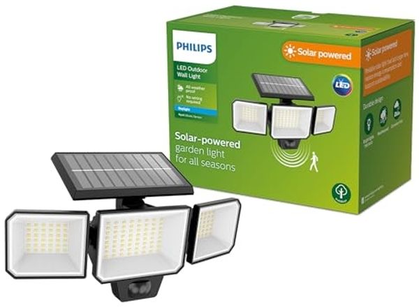 Philips LED Solar-Wandstrahler Nysil schwarz 29,3 x 16,8 cm mit Bewegungsmelder