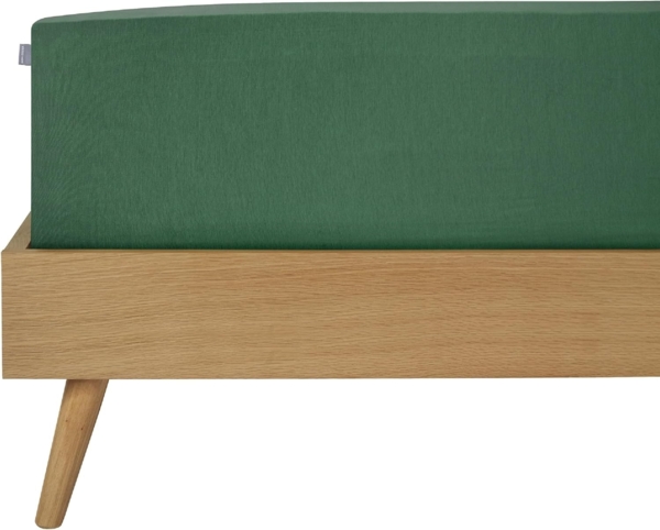 Schiesser 'Flexi' Spannbettlaken mit Gummizug, Jersey / Elasthan, Dunkelgrün, 90x200 cm
