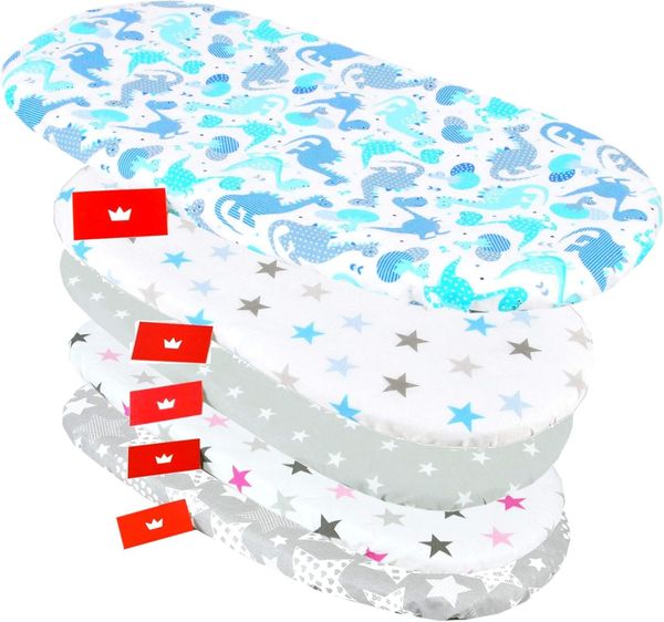 BabyLux Spannbettlaken BABYLUX Spannbettlaken Kinderwagen Baby Spannbetttuch Wiege Bettlaken, 100. Dino Blau