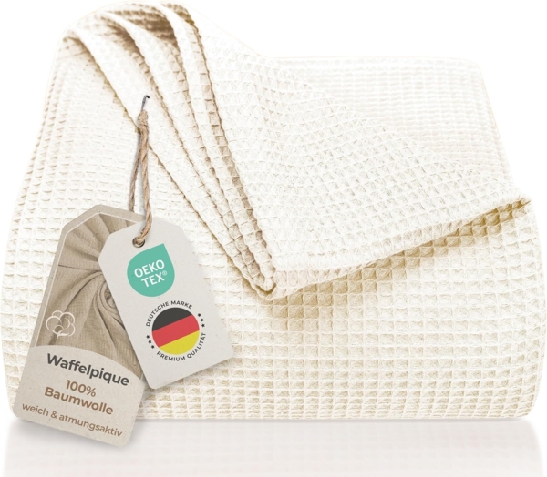 Laynenburg Tagesdecke LAYNENBURG Tagesdecke Waffelpique Baumwolle 150x200–240x260 cm, Wohndecke als Sommerdecke, Bett-Überwurf, Couch-Überwurf, Sofa-Decke