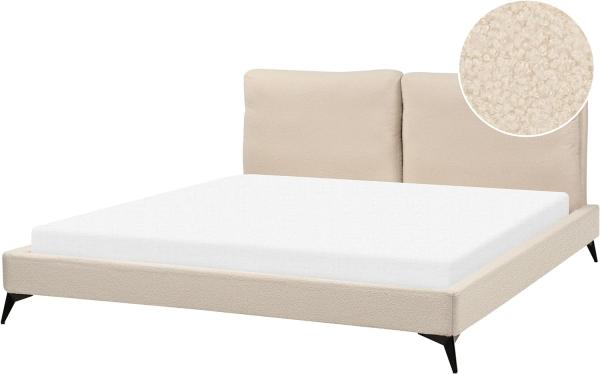 Bett mit Lattenrost MELLE 180 x 200 cm Bouclé Helles Beige