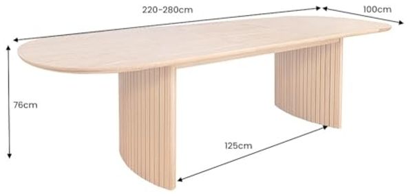 riess-ambiente Esstisch VALHALLA WOOD 220-280cm natur · aus Eichenfurnier mit Einlegeplatte (Einzelartikel, 1-St), verlängerbarer Ausziehtisch · bis zu 10 Sitzplätze · rund oder oval Bild 3