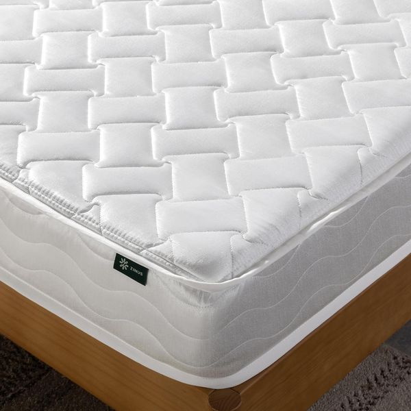 Zinus Doppelmatratze – Bonnelfederkern – 135x190 cm – Komfortschaum – Höhe 15 cm – mittlere Festigkeit, Weiß