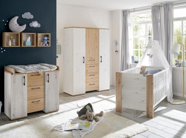 Babyzimmer Micha Set 1 artisan weiss asteiche 4 tlg