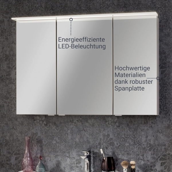 Fackelmann B.PERFEKT LED Spiegelschrank 100 cm breit, Weiß Bild 5