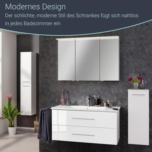 Fackelmann B.PERFEKT LED Spiegelschrank 100 cm breit, Weiß Bild 7