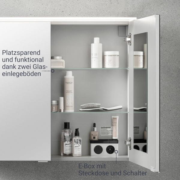 Fackelmann B.PERFEKT LED Spiegelschrank 100 cm breit, Weiß Bild 4