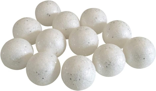 Christbaumkugeln Schneeball Weiß 12 Stück Bruchfest Weihnachtsbaumkugeln 6cm