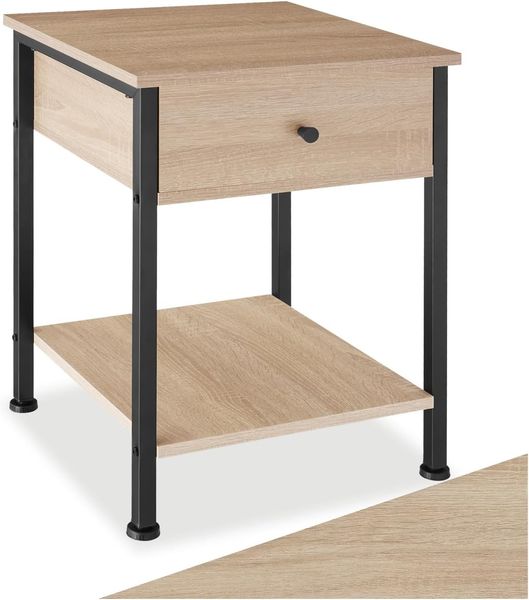 tectake Nachttisch Beistelltisch Bradford 40x40x55,5cm (1-St, 1 tlg), Kantiger Nachttisch im rauen Industrie-Stil