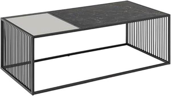 ACTONA GROUP Couchtisch Strington Sofatisch, Kaffeetisch, TOPSELLER! (Couchtisch, Sofatisch, Kaffeetisch, OTTOs Choice), schwarzer Marmoroptik, gehärtetem Glas, Metalllamellen, Breite 120 cm