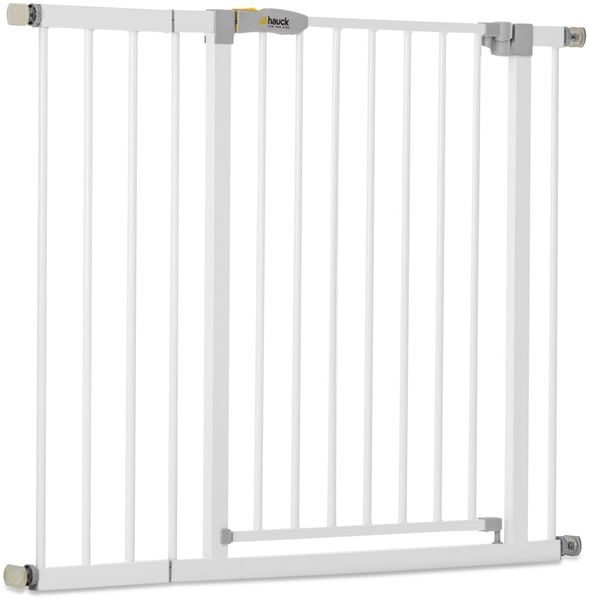Hauck Open N Stop KD Türschutzgitter/Treppengitter, 96-101 cm, ohne Bohren/erweiterbar mit Verlängerungen von 9 cm und 21 cm bis 122 cm/ kombinierbar mit Y-Spindeln/ Metall/beidseitig schwenkbar/ weiß