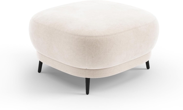 CAVADORE Hocker Blue/Polsterhocker im modernen Design mit mattschwarzen Metallfüßen, ideal als Fußhocker oder Sitzgelegenheit / 90 x 49 x 90 / Mikrofaser, Beige