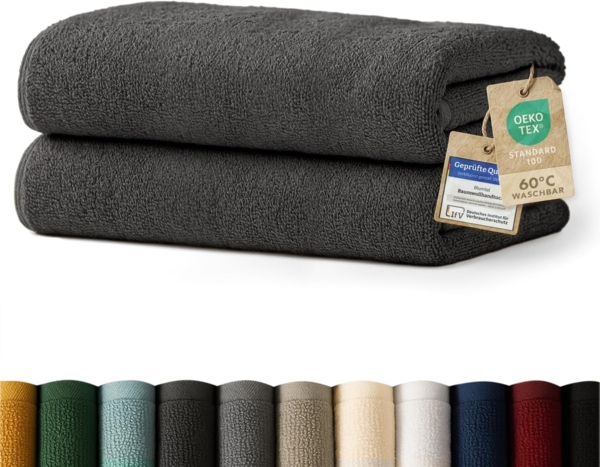 Blumtal Badetücher Premium weiche Frottier 2er Set mit Aufhängschlaufen, Frottee (2-St), Baumwolle Oeko-TEX Zertifiziert, saugstark
