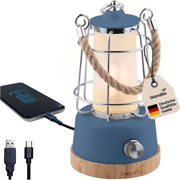 Skandika LED Gartenleuchte, Retro Outdoor Lampe, stufenlos dimmbar, kabellos, 75h Leuchtzeit, Akku