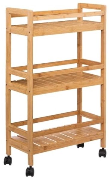 5five Simply Smart Rollregal Trolley Linha mit 3 Fächern, Servierwagen, Bambus, 80 cm, 189605