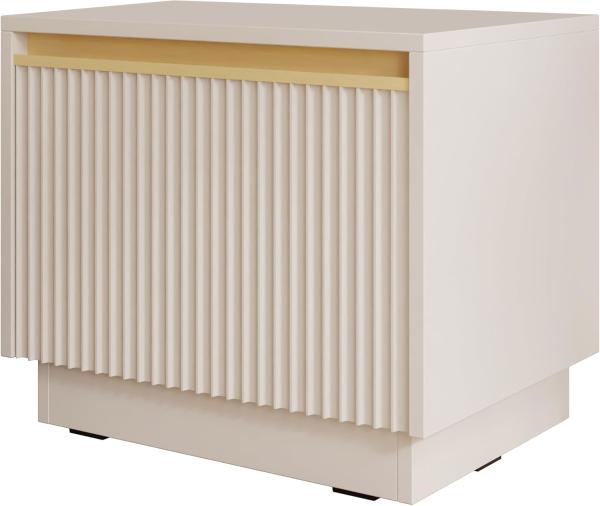 Nachttisch Rumbed S54 mit Schublade (Farbe: Sandbeige / Sandbeige + Gold Anoda)