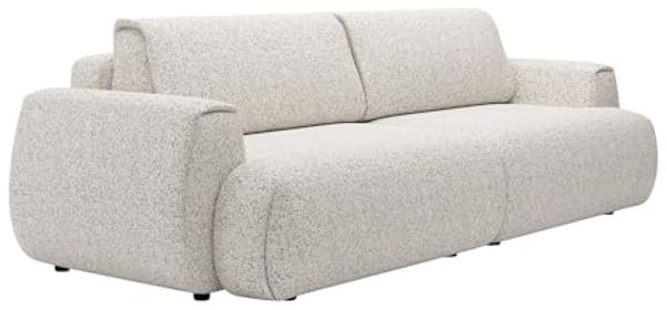 Vente-unique - Sofa mit Schlaffunktion 4-Sitzer - melierter Stoff - Hellgrau - MONELIA