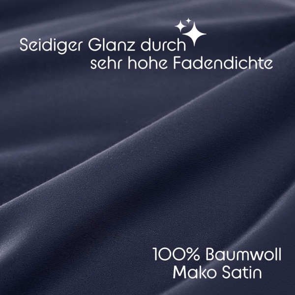 Blumtal Kissenbezüge Premium Mako Satin Kissenbezug, superweich aus 100% Baumwolle, (2 Stück), OEKO-TEX zertifiziert – Glanzoptik & farblich passender Reißverschluss Bild 4
