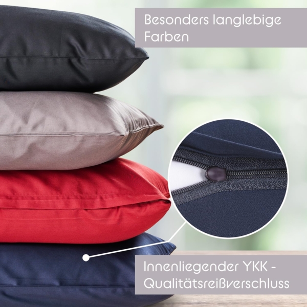 Blumtal Kissenbezüge Premium Mako Satin Kissenbezug, superweich aus 100% Baumwolle, (2 Stück), OEKO-TEX zertifiziert – Glanzoptik & farblich passender Reißverschluss Bild 5