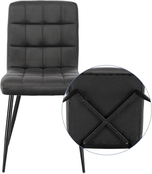 EUGAD Esszimmerstuhl (4 St), Rückenlehne, Metallbeine, Sitzfläche aus Samt Bild 6