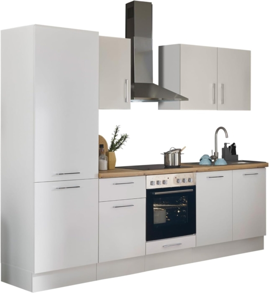 Turin Z Küchenzeile 270 x 211 x 60 cm, weiß - Ohne Küchengeräte - Moderne, geräumige Küche in Artisan-Eiche Optik mit viel Stauraum