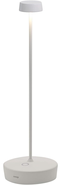 Zafferano, Swap Pro Lampe, Wiederaufladbare und Kabellose Tischlampe mit Touch Control, Geeignet für den Innen- und Außenbereich, Dimmer, 2700 K, Höhe 32,5 cm, Farbe Weiß