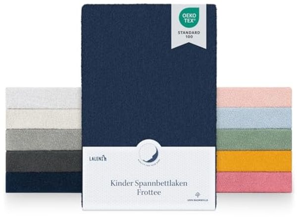 Laleni Frottee Spannbettlaken 38x77 cm Oeko-TEX Zertifizierter Stubenwagen Bezug, Faltenfreie Spannbetttücher für Kinderbett, Babybett und Moses Körbchen, Dark Ocean Blue - Blau