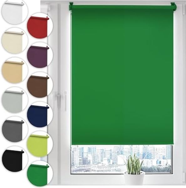 Verdunkelungsrollo Klemmfix ohne Bohren 90x100 cm Grün Verdunklungsrollo Fensterrollo Rollo Seitenzugrollo Klemmrollo für Fenster & Tür