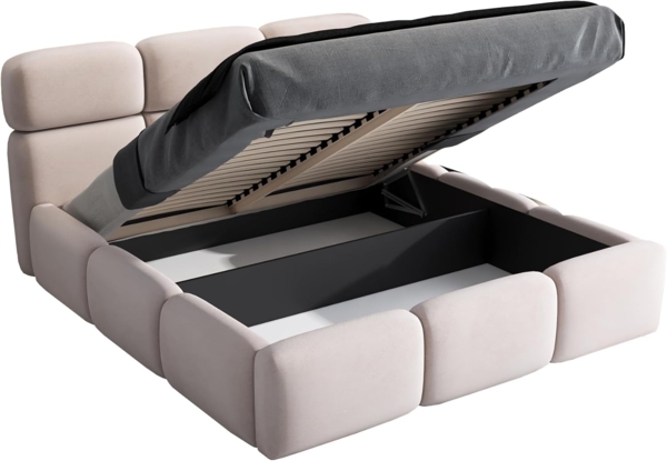 Polsterbett MAROKO 90x200 mit Matratze, Bettkasten und Lattenrost. Farbe: Senf 8 Bild 6