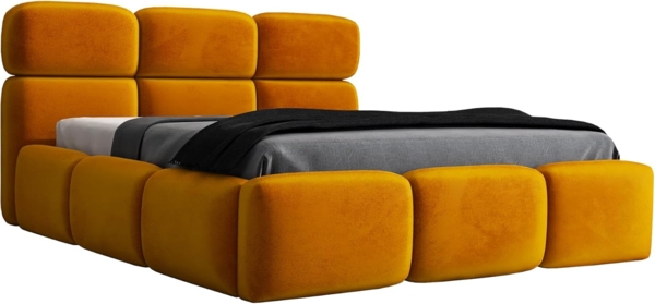 Polsterbett MAROKO 90x200 mit Matratze, Bettkasten und Lattenrost. Farbe: Senf 8 Bild 1