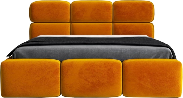 Polsterbett MAROKO 90x200 mit Matratze, Bettkasten und Lattenrost. Farbe: Senf 8 Bild 4