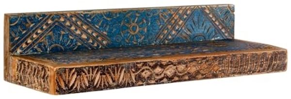 Mangoholz Wandboard Blue Lagoon: Südsee Flair fürs Bad, Farbige Unikate, 70x16x23 cm