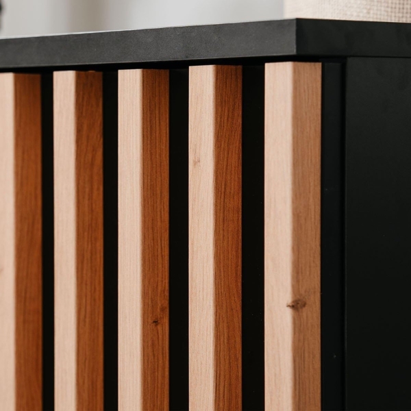 Finori Monza 56A TV-Board, schwarz / Dekor Artisan Oak | TV-Board für Wohnzimmer | Maß: B x H x T ca. 138 x 49 x 40 cm | TV-Board mit 1 Tür, 2 Schubkästen und 2 Fächern Bild 8