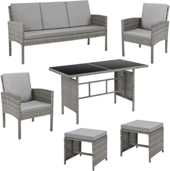 SVITA Gartenlounge-Set DENVER, (Gartenmöbel-Set), Essgruppe, Rattan, Inkl. Kissen Bild 6