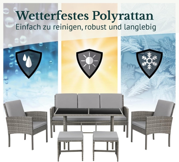 SVITA Gartenlounge-Set DENVER, (Gartenmöbel-Set), Essgruppe, Rattan, Inkl. Kissen Bild 3