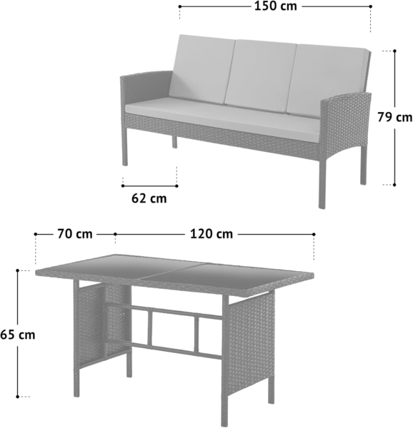 SVITA Gartenlounge-Set DENVER, (Gartenmöbel-Set), Essgruppe, Rattan, Inkl. Kissen Bild 4