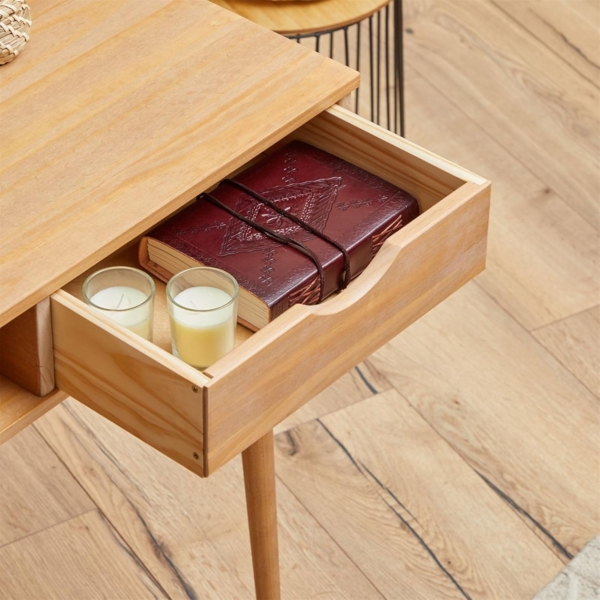 IDIMEX Schreibtisch STEFANO, Bürotisch mit Schubladen aus Massivholz Konsolentisch natur Bild 5