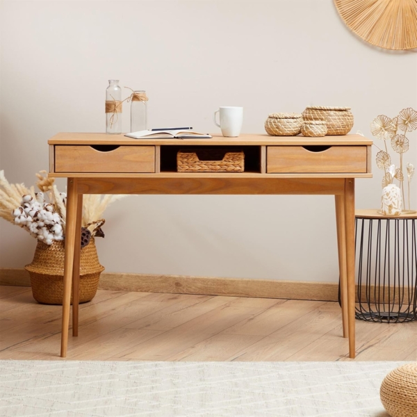 IDIMEX Schreibtisch STEFANO, Bürotisch mit Schubladen aus Massivholz Konsolentisch natur Bild 4