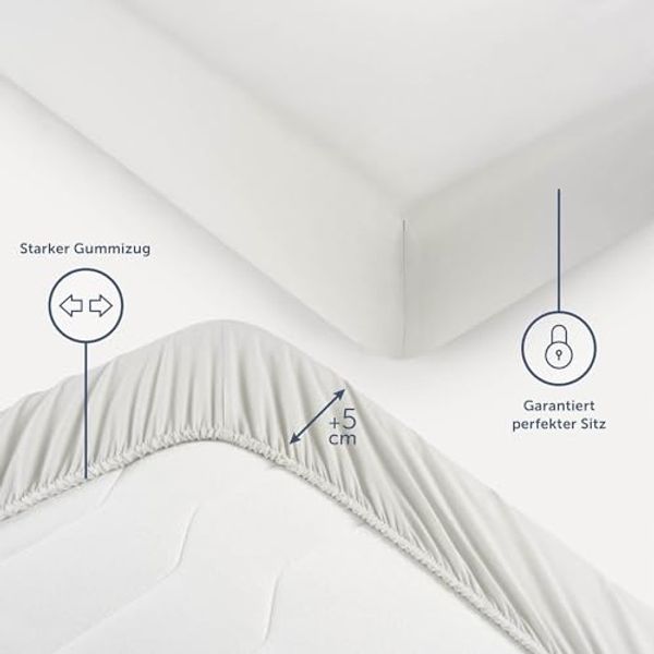 Blumtal® Spannbettlaken 105x190 cm 2er Pack - Bettlaken 105x190 Spannbettlaken aus Microfaser - Spannbetttuch 105x190 im 2er Set - Spannbettuch 105x190 - Leintuch 105x190 - Moonlight Grey - Grau Bild 3