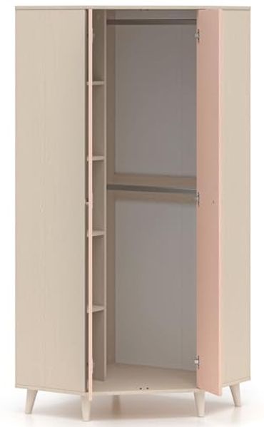 Lomadox Eckschrank MODICA-131 in sandbeige mit rosa, fühlbare Struktur, Softlcose, 2-türig Bild 5