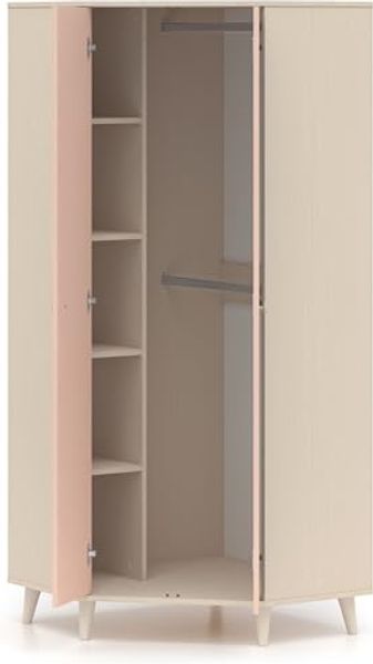 Lomadox Eckschrank MODICA-131 in sandbeige mit rosa, fühlbare Struktur, Softlcose, 2-türig Bild 4