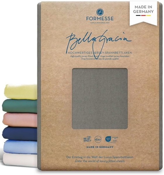 Formesse Jersey Spannbetttuch Bella Gracia|90x190 - 100x220 cm| platinFormesse Jersey Spannbetttuch Bella Gracia