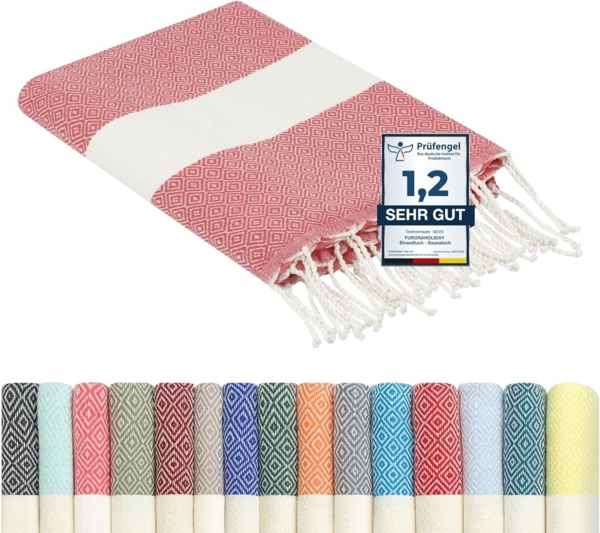 furora HOLIDAY Strandtuch groß 100x200 cm Strand Tuch, aus Baumwolle, Hamamtuch Badetuch, leicht, lang, dünn & kompakt