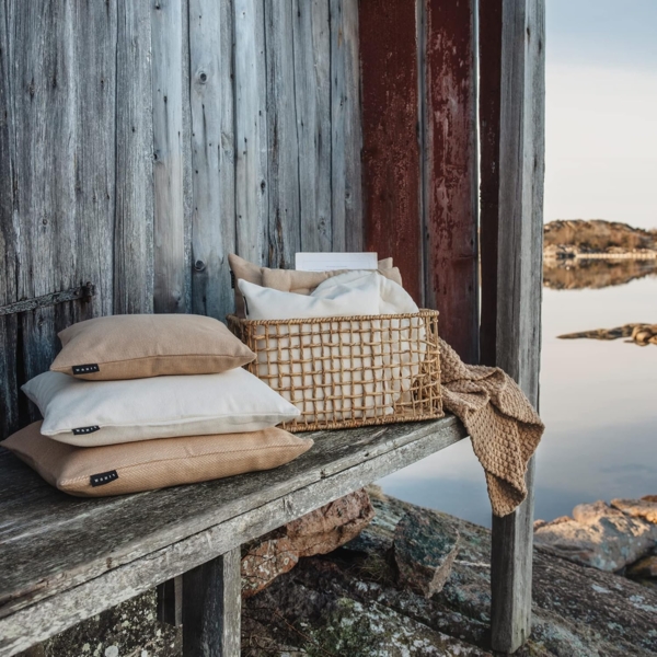 LINUM PEPPER Premium Kissenhülle für Dekokissen 50x50 cm, 100% Baumwolle, Maschinenwaschbar, Cremebeige Bild 4