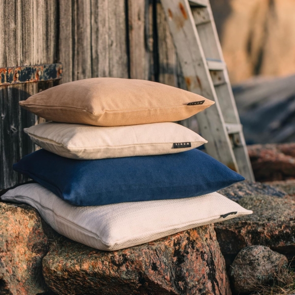 LINUM PEPPER Premium Kissenhülle für Dekokissen 50x50 cm, 100% Baumwolle, Maschinenwaschbar, Cremebeige Bild 3