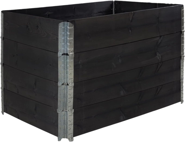Hochbeet 4er Set Palettenrahmen Pflanzbeet 120x80x80 cm aus Holz schwarz Garten Balkon stapelbar
