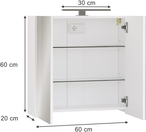 Badspiegelschrank Lavio Weiß 60 x 60 cm mit LED-Beleuchtung Vicco Bild 3
